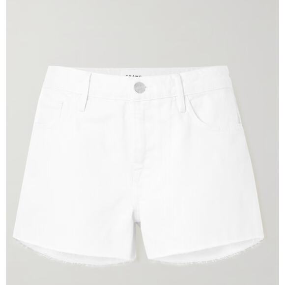Frame Le Grand White Garcon Frayed Denim Shorts Size 29 - Picture 1 of 5